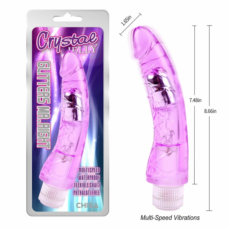 Вібратор реалістичний Chisa Glitters Mr.Right фіолетовий, 22 х 4.2 см - Изображение 6