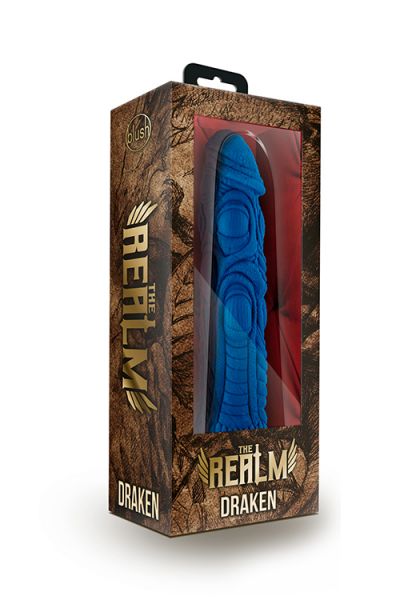 Насадка для страпона Blush Realm Draken рельєфна, синя 19.9 х 5 см - Изображение 3