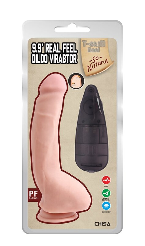Вібратор реалістичний на присосці Chisa Real Feel 9.9 inch з дротовим пультом, бежевий, 23.5 х 4.2 см - Зображення 1
