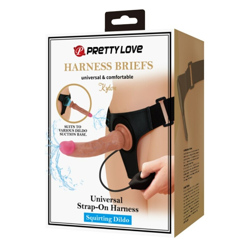 Страпон Pretty Love Kyton з еякуляцією, чорно-коричневий, 21.5 х 4 см - Зображення 9
