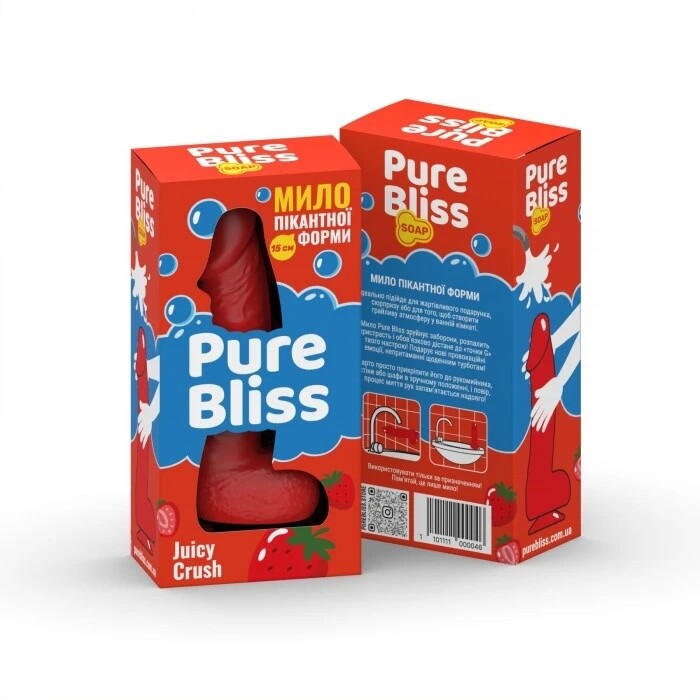 Мило у формі пеніса Pure Bliss Juicy Crush з ароматом ягід, червоне, 15 х 3.4 см - Зображення 1