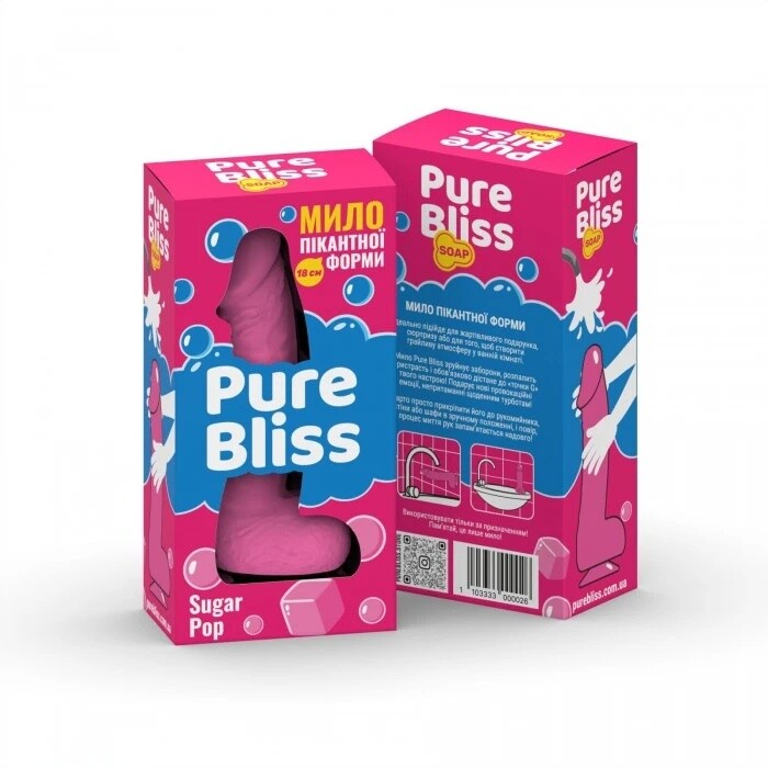 Мило у формі пеніса Pure Bliss Sugar Pop з ароматом жуйки, рожеве, 18 × 4.2 см - Изображение 1