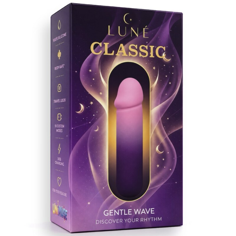 Віброкуля з реалістичною головкою UNIVIBE LUNE CLASSIC градієнт, рожево-фіолетовий, 10 х 2.3 см - Изображение 1