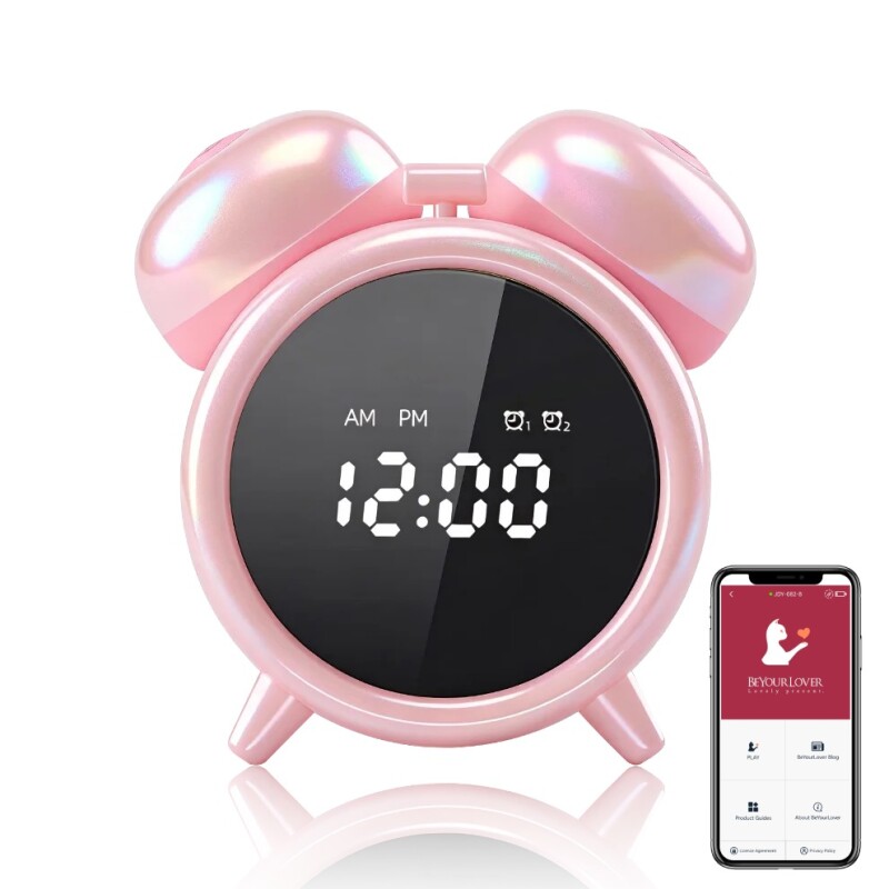 Вібратор-будильник BeYourLover Adult Clock з функцією смоктання, з додатком, рожевий, 8 х 6 см