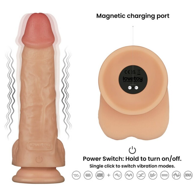 Вібратор реалістичний Lovetoy Power Basics Cock на присосці, бежевий, 23 х 5 см - Зображення 2
