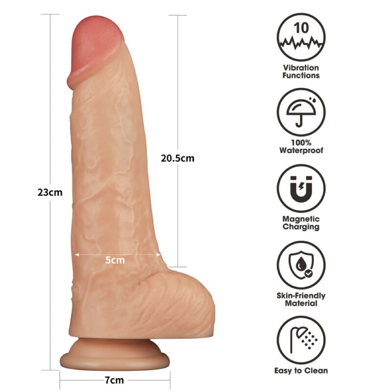 Вібратор реалістичний Lovetoy Power Basics Cock на присосці, бежевий, 23 х 5 см - Зображення 3