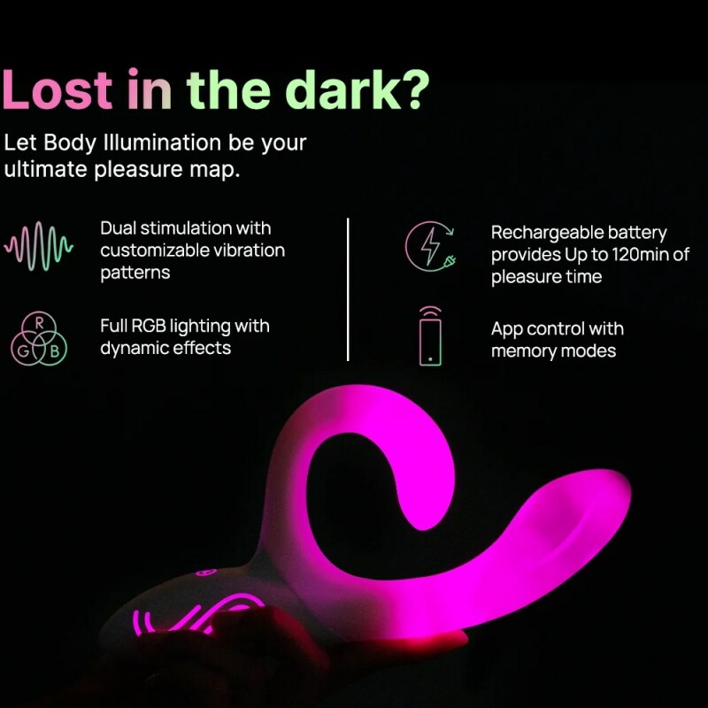 Вібратор-кролик Paradise The Rabbit з LED-підсвічуванням, з додатком, білий, 21.6 х 3.8 см - Зображення 6
