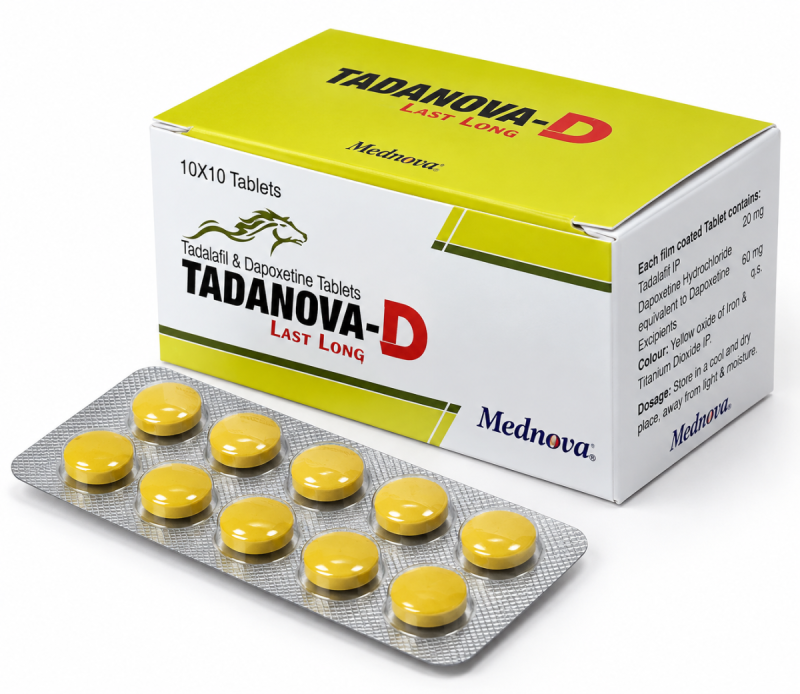 Tadanova D | Дапоксетин 60 мг + Тадалафіл 20 мг | Міцна ерекція + Подовження акту 50 таблеток (5 блістерів)